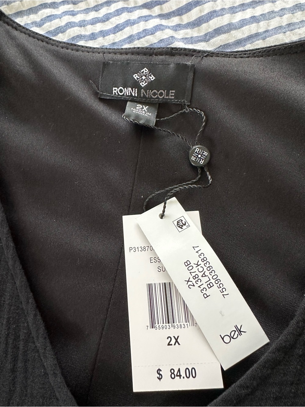 NWT Ronni Nicole Black V-Neck Midi Dress - Picture 3 of 8